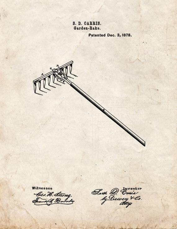 Garden Rake Patent Print