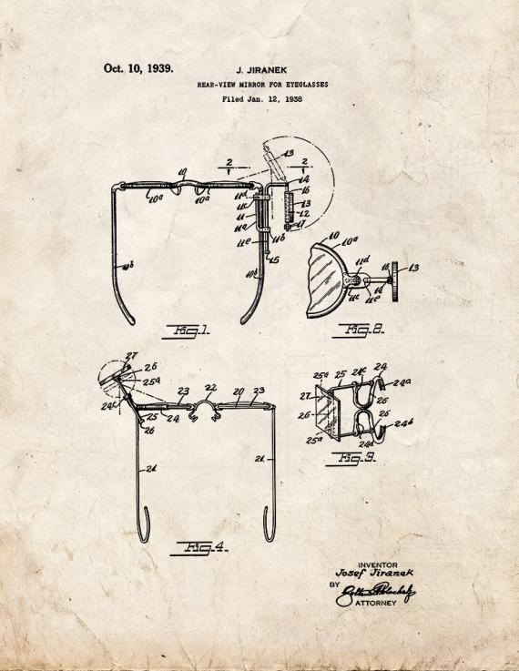 Rear-view Mirror For Eyeglasses Patent Print