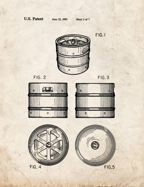 Beer Keg Patent Print