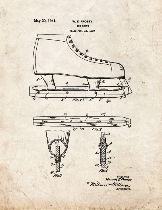 Ice Skate Patent Print