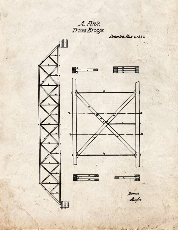Truss Bridge Patent Print