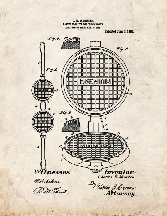 Waffle Iron Patent Print