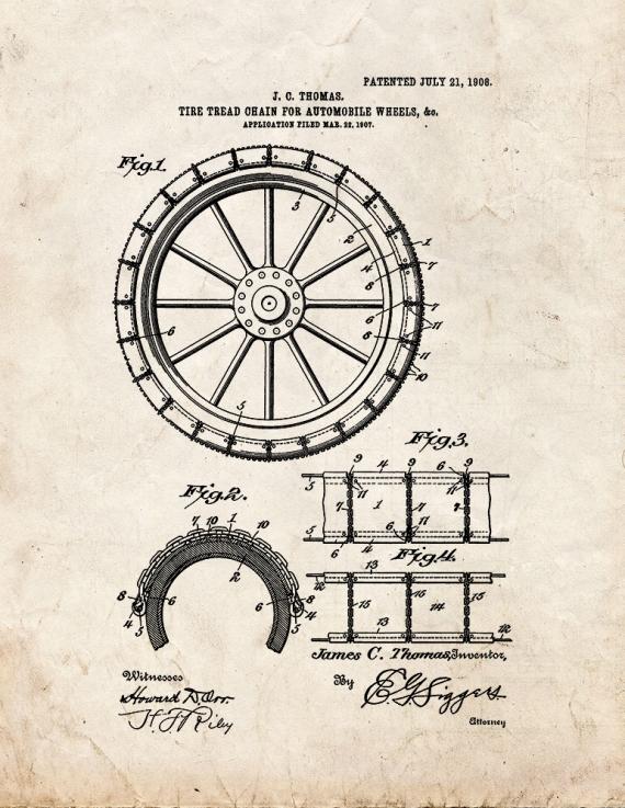 Tire Chains Patent Print