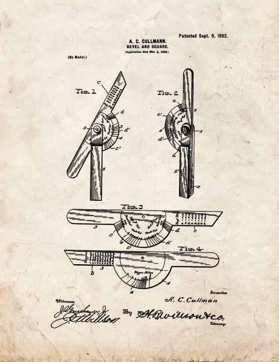 Bevel and Square Patent Print