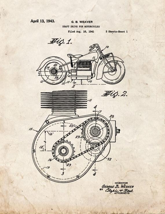 Shaft Drive For Motorcycles Patent Print
