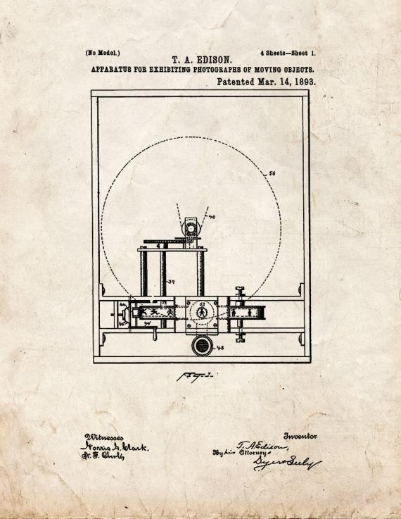 Edison Motion Picture Camera Patent Print