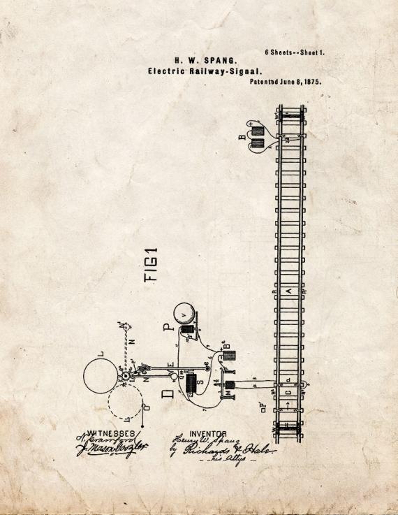 Electric Railway Signal Patent Print