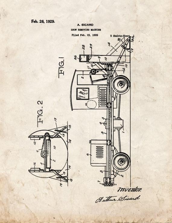 Snow-removing Machine Patent Print