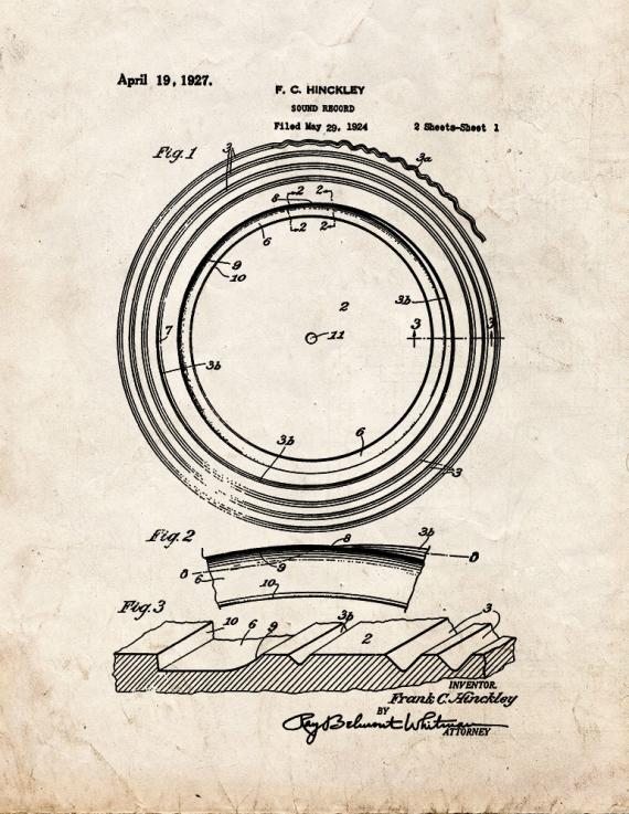 Sound Record Patent Print