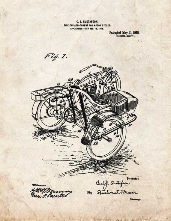 Side-car Attachment for Motor-cycles Patent Print