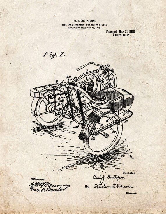 Side-car Attachment for Motor-cycles Patent Print