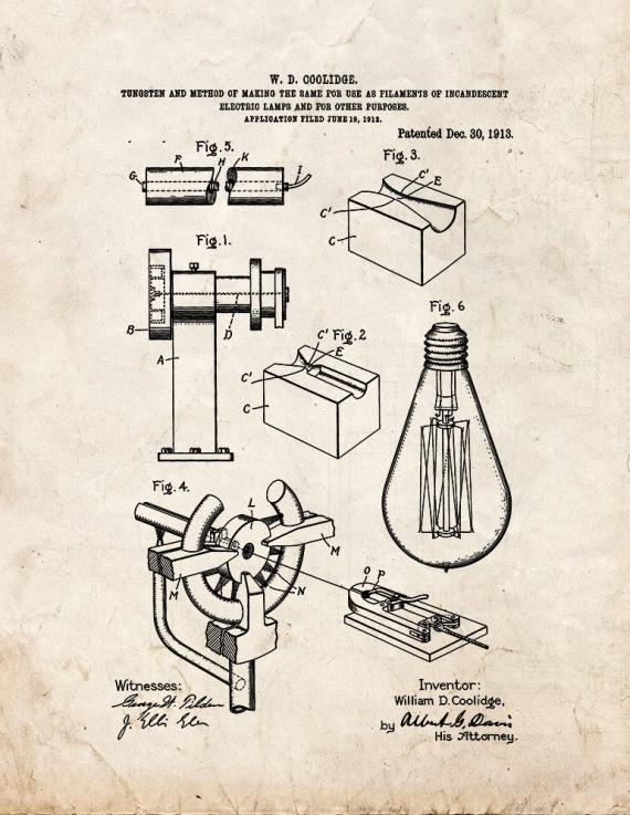 Light Bulb Patent Print