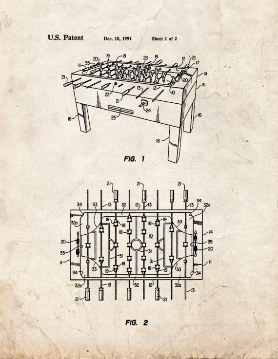 Bumper Table Soccer Game Patent Print