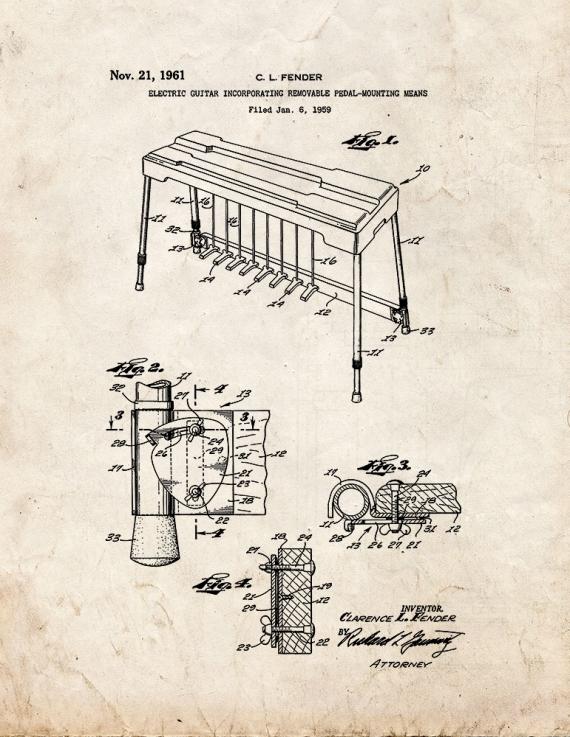 Electric Guitar Incorporating Removable Pedal-mounting Means Patent Print