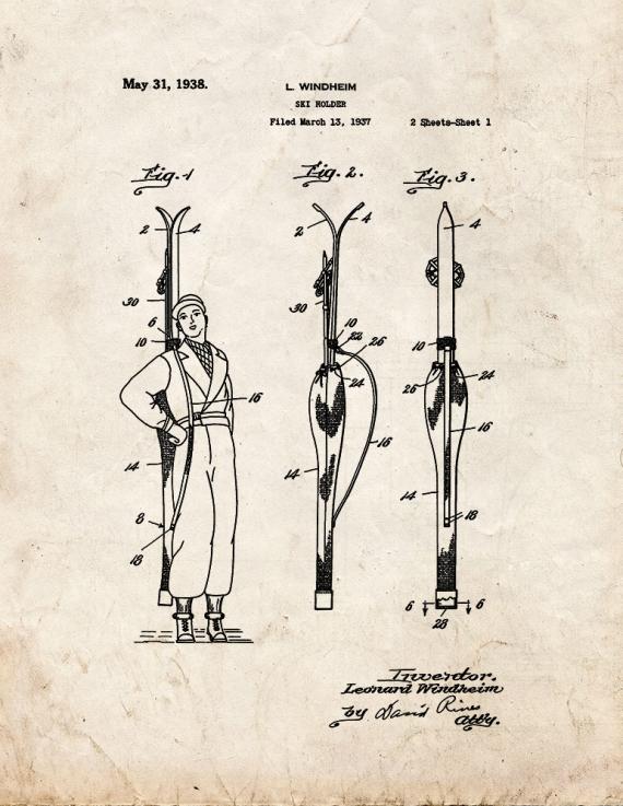 Ski Holder Patent Print