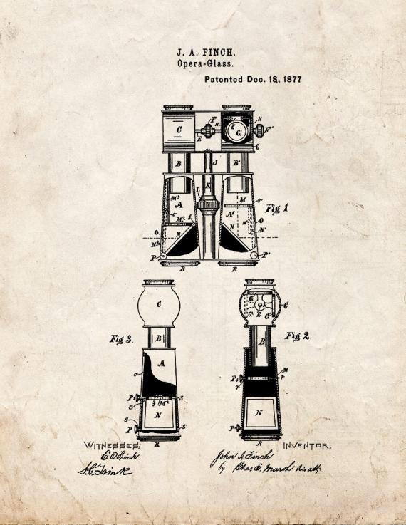 Opera Glasses Patent Print