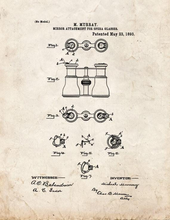 Opera Glasses Patent Print