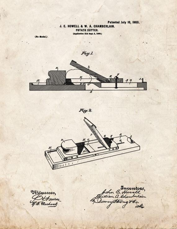 Potato Cutter Patent Print
