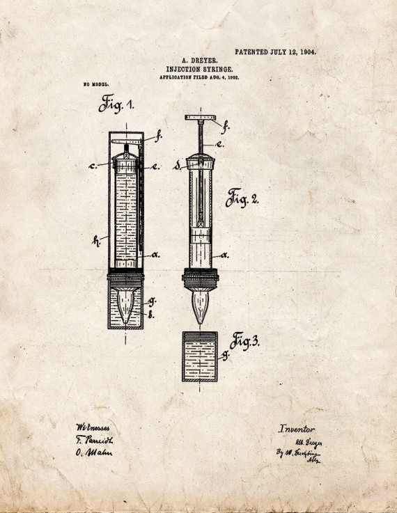 Injection Syringe Patent Print