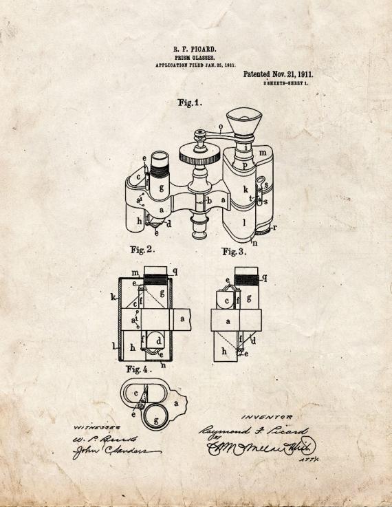 Prism-glasses Patent Print