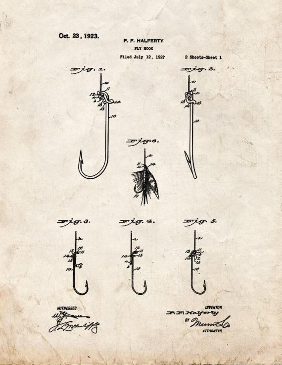 Fly Hook Patent Print