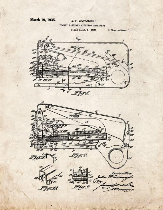 Stapler Patent Print