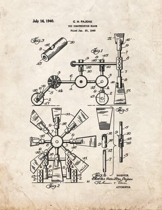 Tinkertoy Patent Print