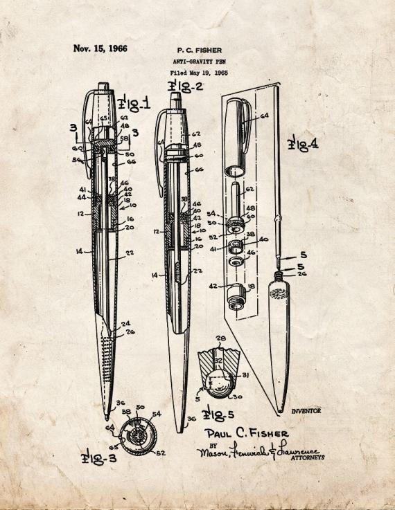 Anti-gravity Pen Patent Print