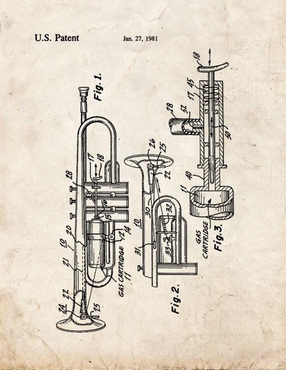 Flaming Trumpet Patent Print