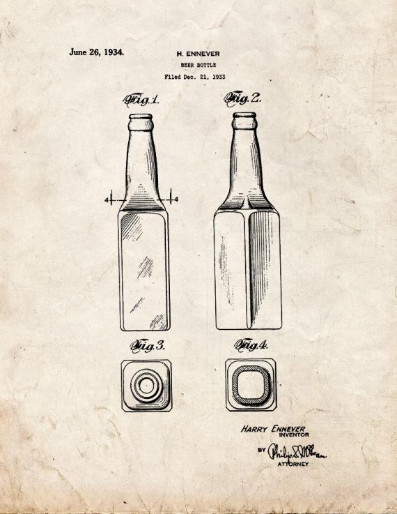 Beer Bottle Patent Print