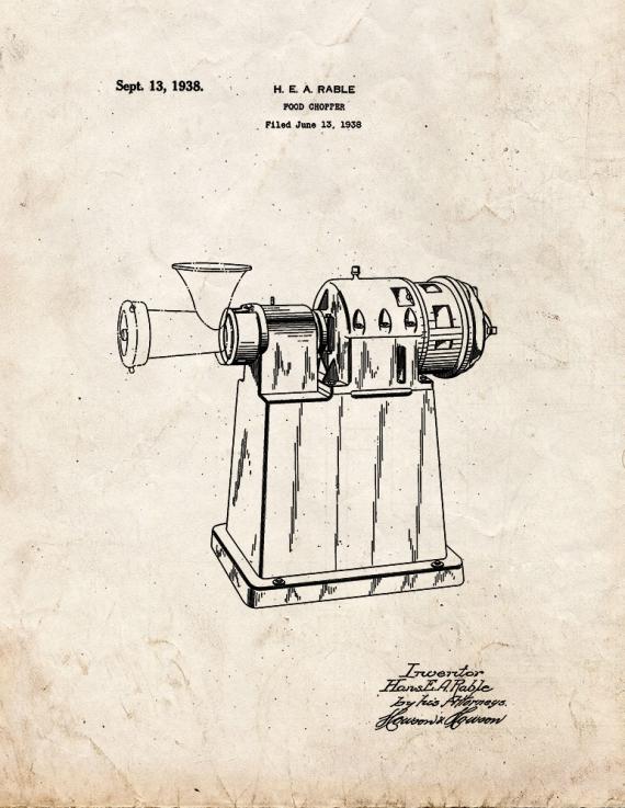 Food Chopper Patent Print