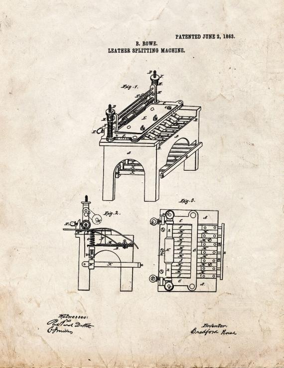 Leather Splitting Machines Patent Print
