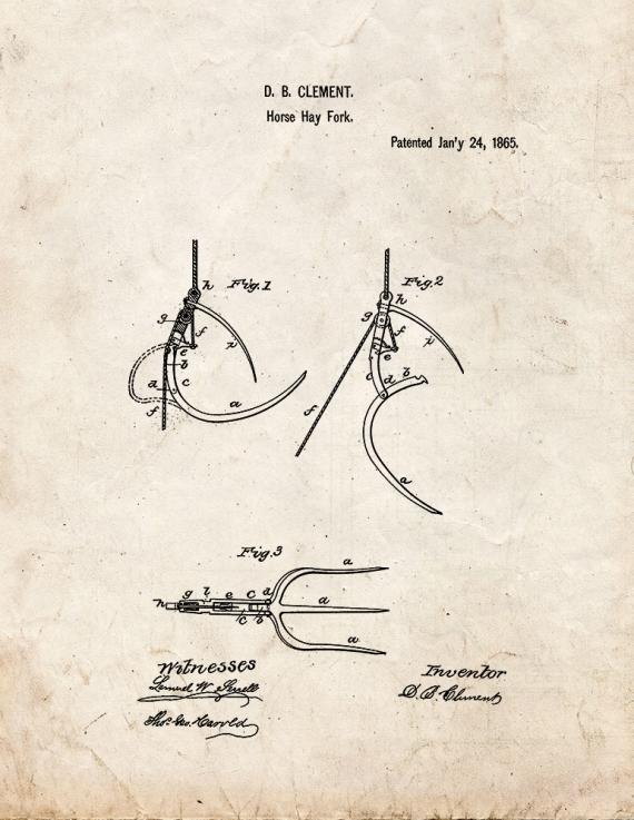Horse Hay Fork Patent Print