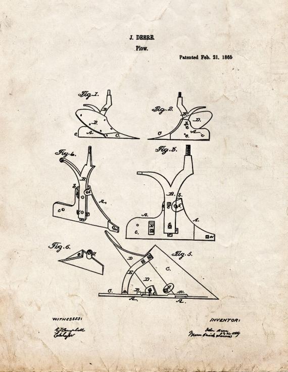 John Deere Plow Patent Print