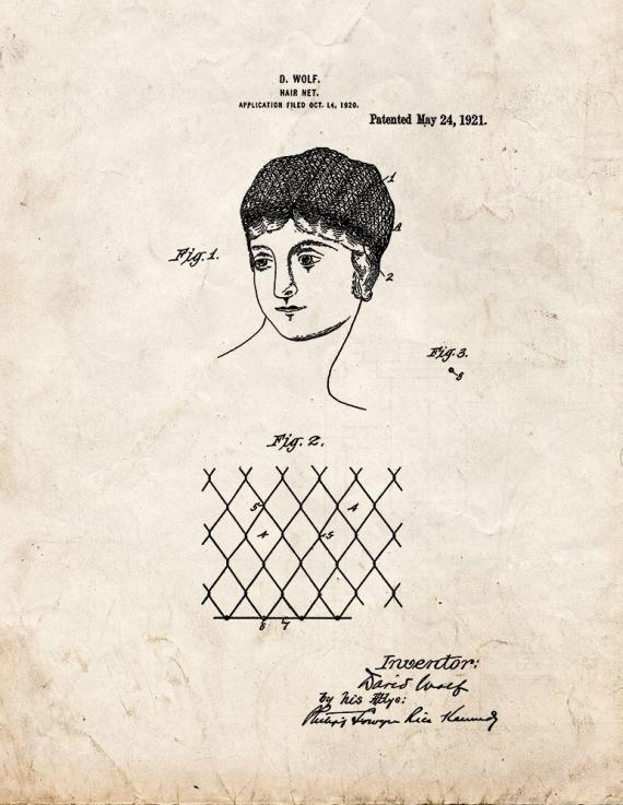 Hair Net Patent Print