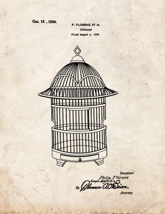 Bird Cage Patent Print