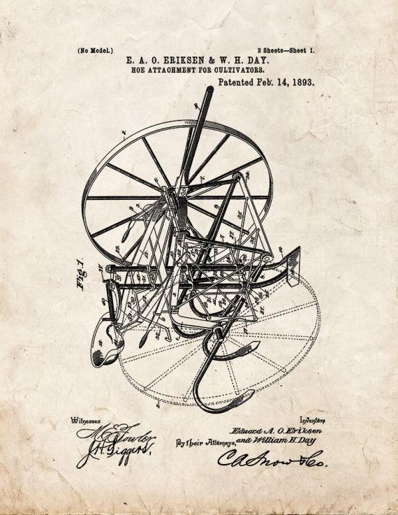 Hoe Attachment For Cultivators Patent Print