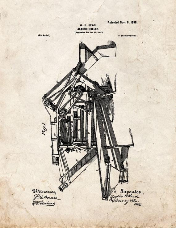 Almond Huller Patent Print
