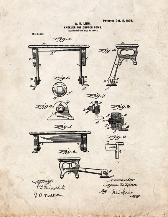 Kneeler For Church Pews Patent Print