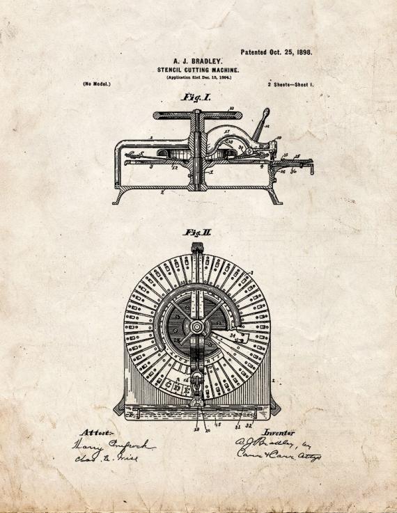 Stencil Cutting Machine Patent Print