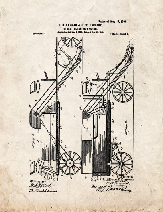 Street-cleaning Machine Patent Print