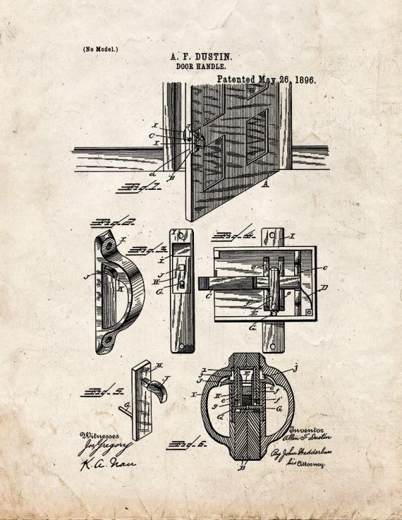 Door Handle Patent Print