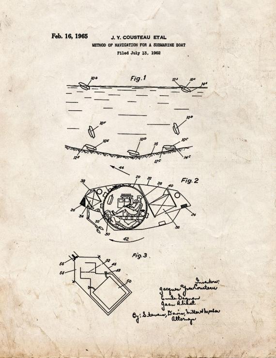 Method Of Navigation For A Submarine Boat Patent Print