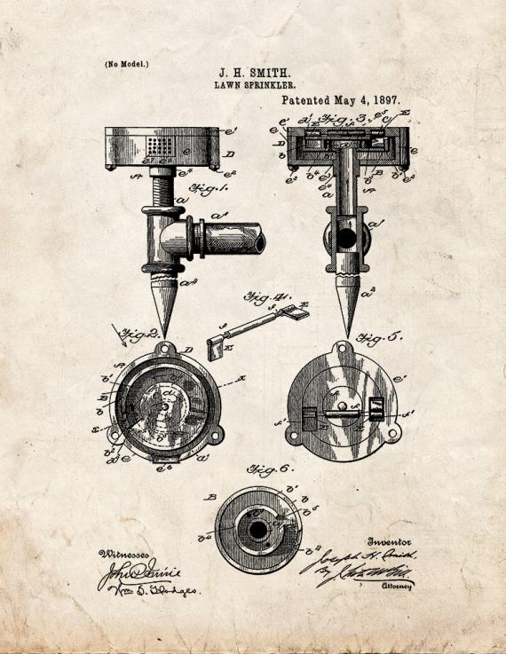 Lawn Sprinkler Patent Print