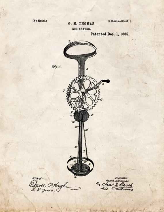 Egg Beater Patent Print