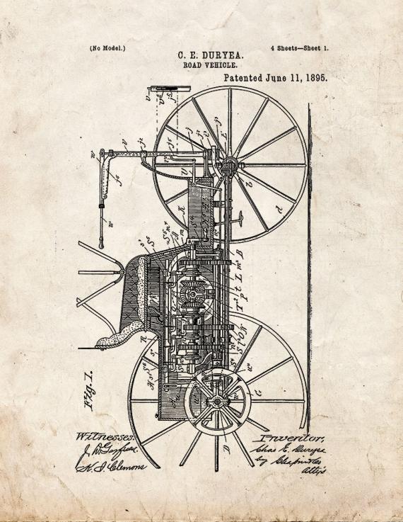 Road Vehicle Patent Print