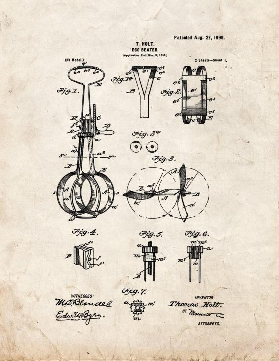 Egg Beater Patent Print