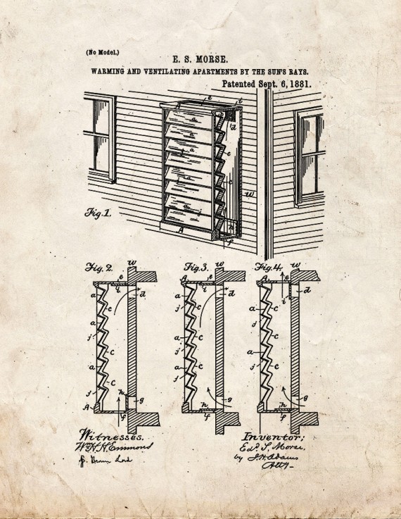 Warming And Ventilating Apartments By The Sun's Rays Patent Print