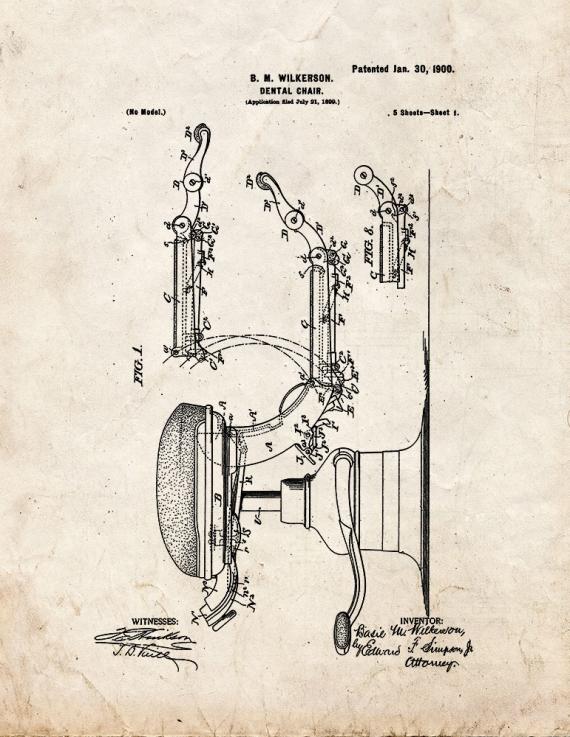 Dental Chair Patent Print