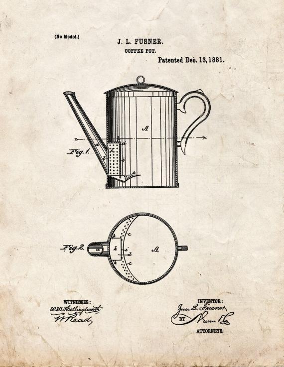 Coffee Pot Patent Print